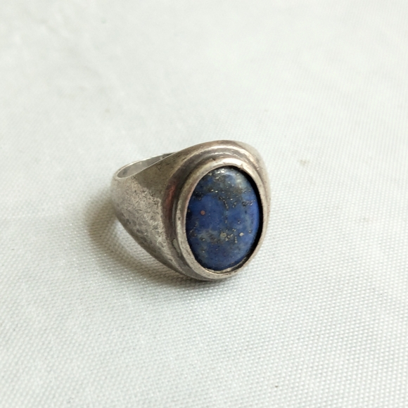 Vintage Sterling Silver Ring Lapis Lazuli Oval Cabochon Size 8.25 Blue - Picture 2 of 13